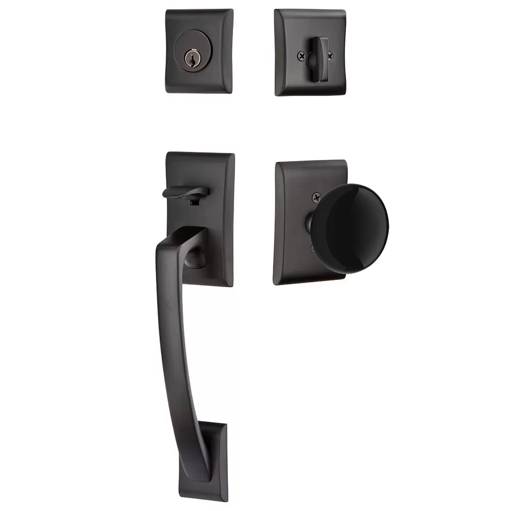 Emtek Ares Tubular Entryset Sectional with Ebony Porcelain Knob