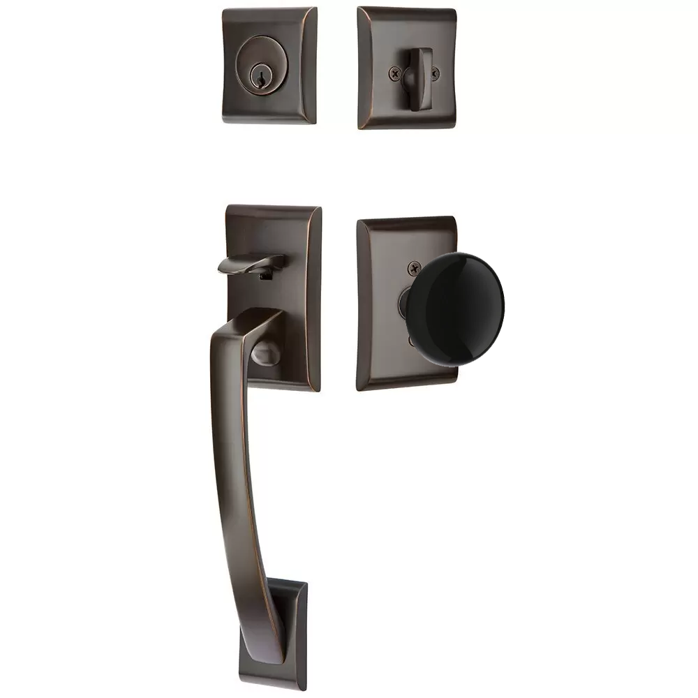 Emtek Ares Tubular Entryset Sectional with Ebony Porcelain Knob