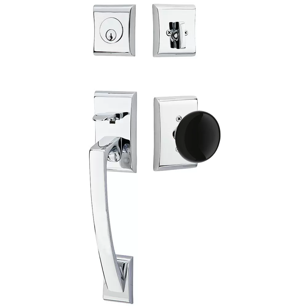 Emtek Ares Tubular Entryset Sectional with Ebony Porcelain Knob