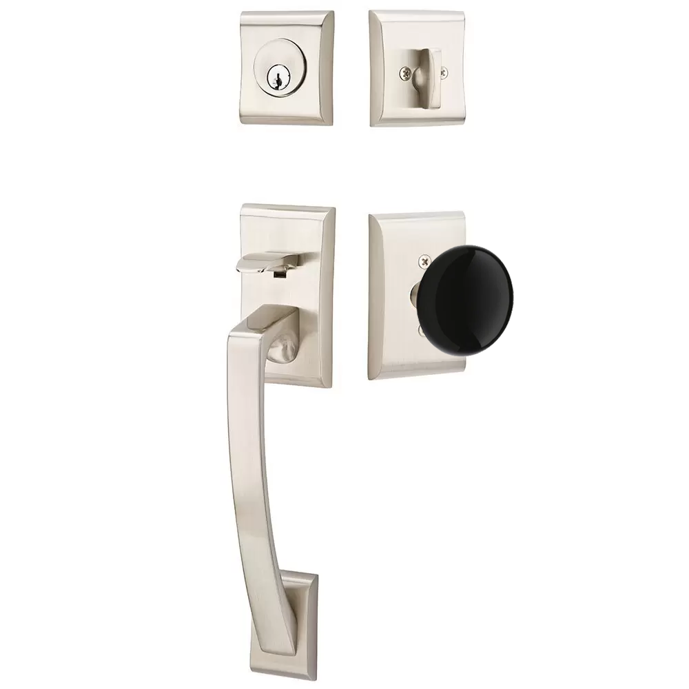 Emtek Ares Tubular Entryset Sectional with Ebony Porcelain Knob