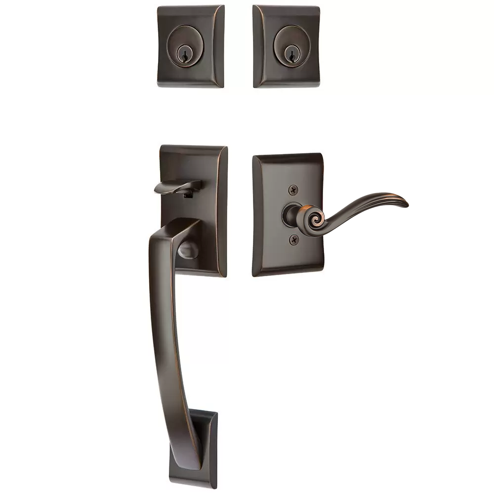 Emtek Ares Tubular Entryset Sectional with Elan Lever