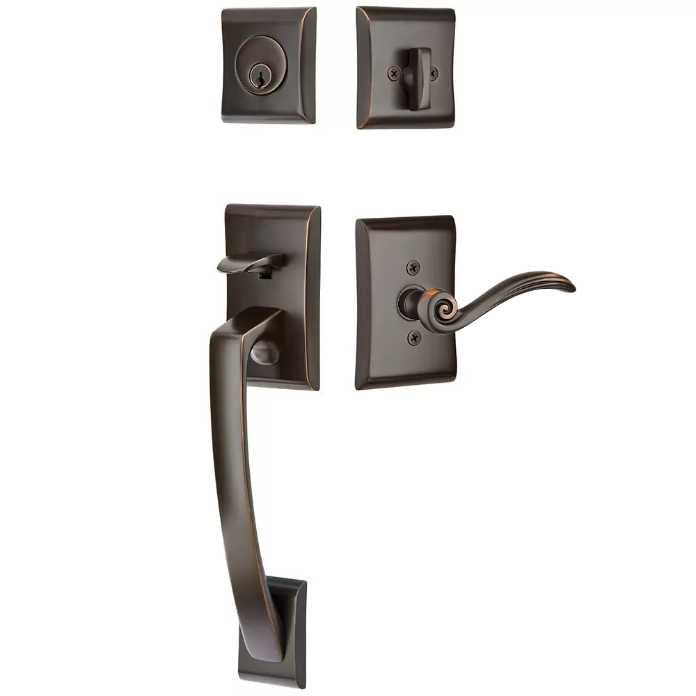 Emtek Ares Tubular Entryset Sectional with Elan Lever