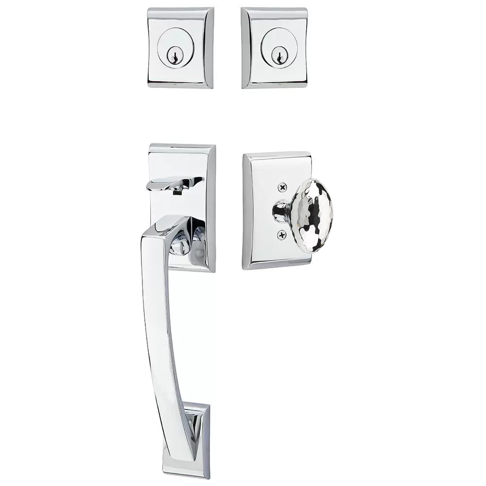 Emtek Ares Tubular Entryset Sectional with Hammered Egg Knob