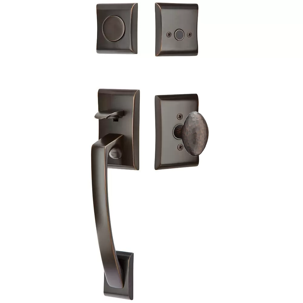 Emtek Ares Tubular Entryset Sectional with Hammered Egg Knob