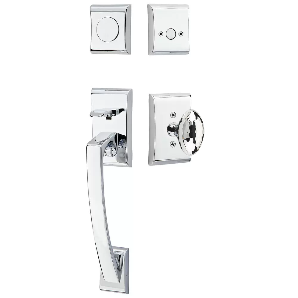 Emtek Ares Tubular Entryset Sectional with Hammered Egg Knob