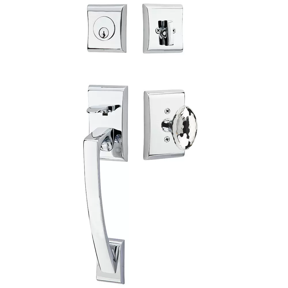 Emtek Ares Tubular Entryset Sectional with Hammered Egg Knob