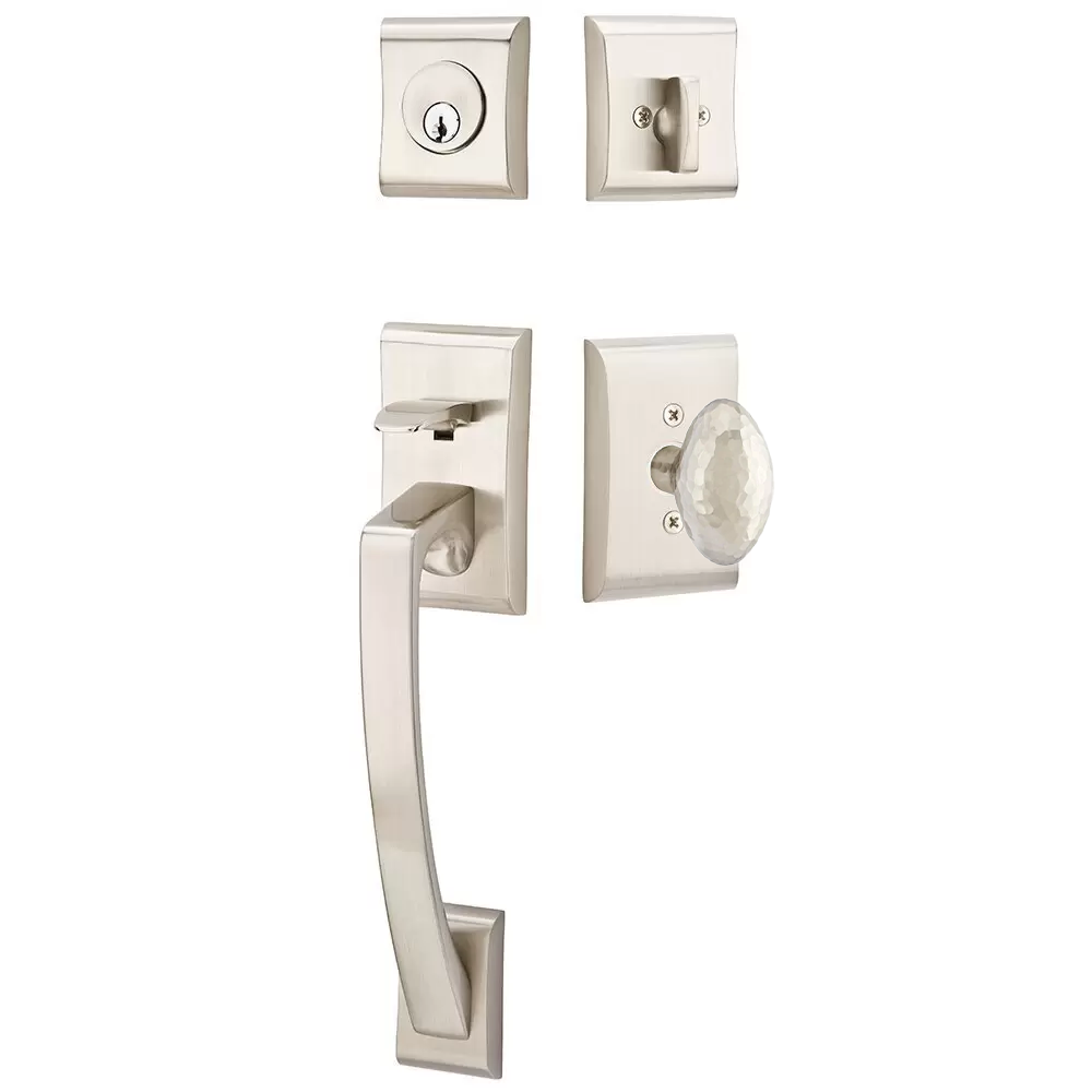 Emtek Ares Tubular Entryset Sectional with Hammered Egg Knob