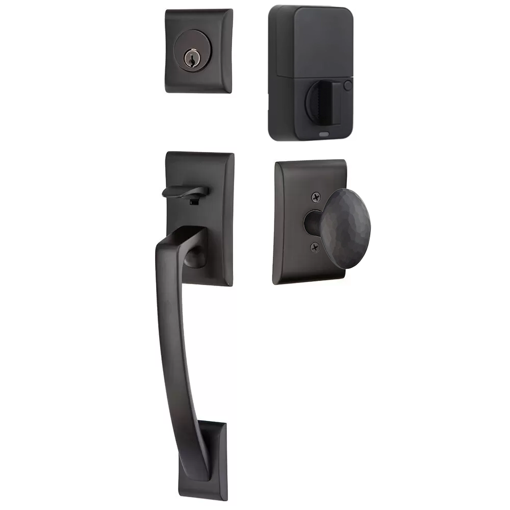 Emtek Ares Tubular Entryset Sectional with Hammered Egg Knob