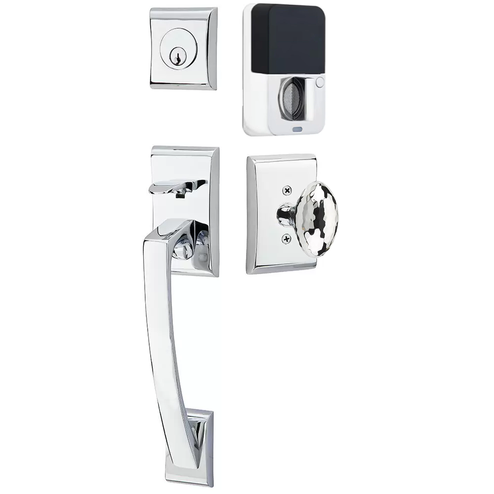 Emtek Ares Tubular Entryset Sectional with Hammered Egg Knob