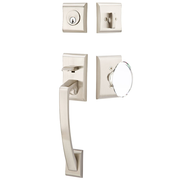 Emtek Ares Tubular Entryset Sectional with Hampton Glass Knob