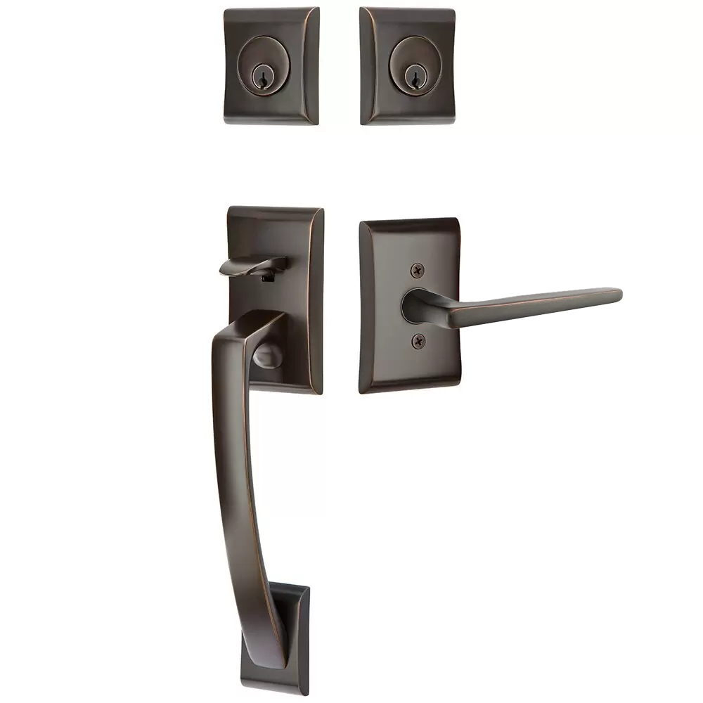 Emtek Ares Tubular Entryset Sectional with Hermes Lever