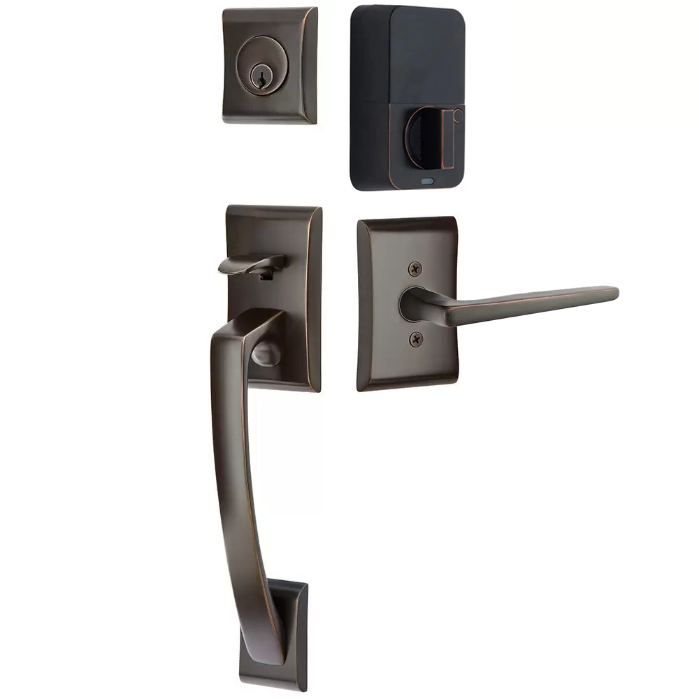 Emtek Ares Tubular Entryset Sectional with Hermes Lever