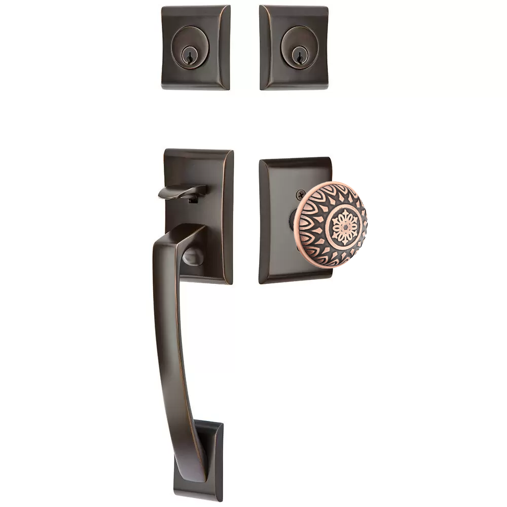 Emtek Ares Tubular Entryset Sectional with Lancaster Knob