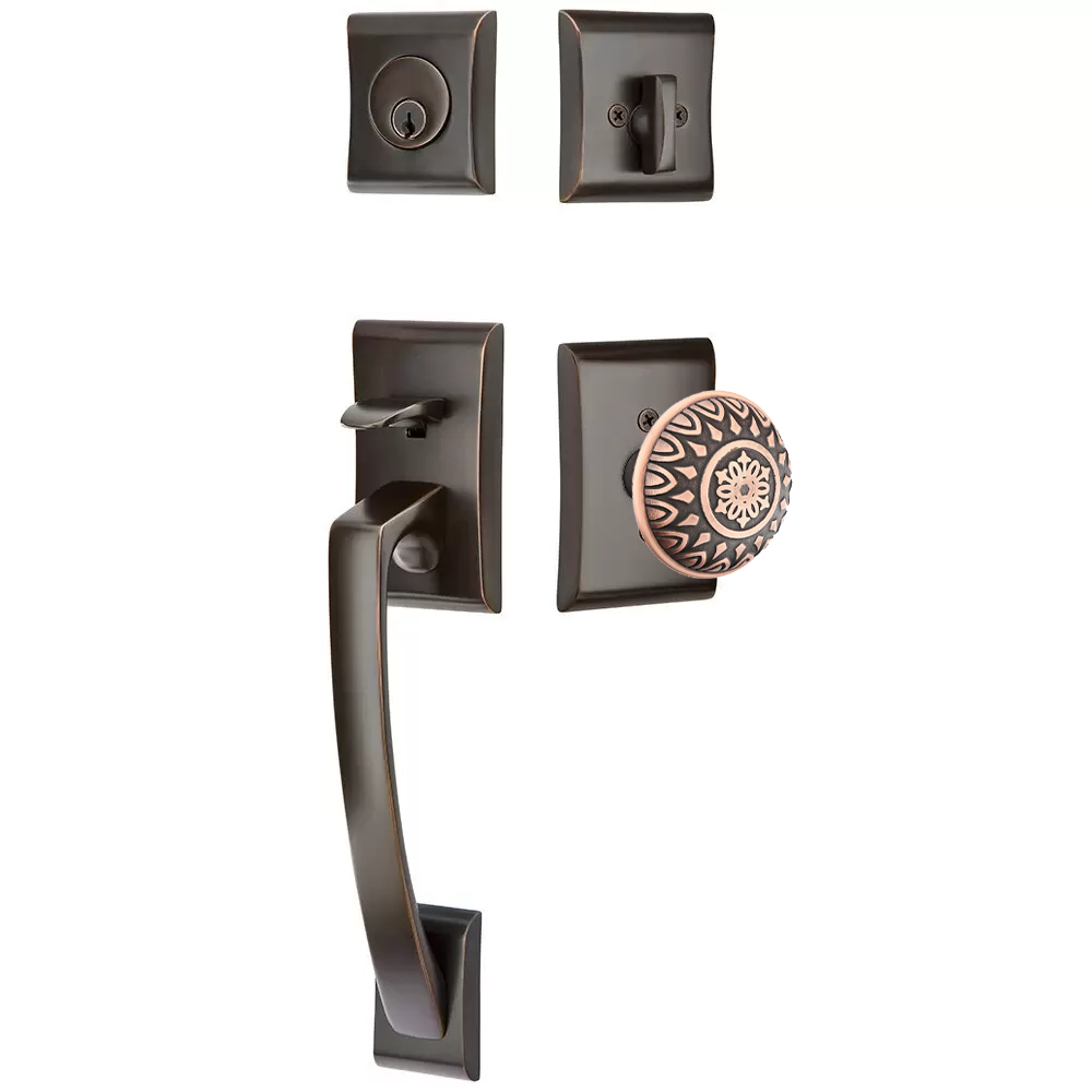 Emtek Ares Tubular Entryset Sectional with Lancaster Knob