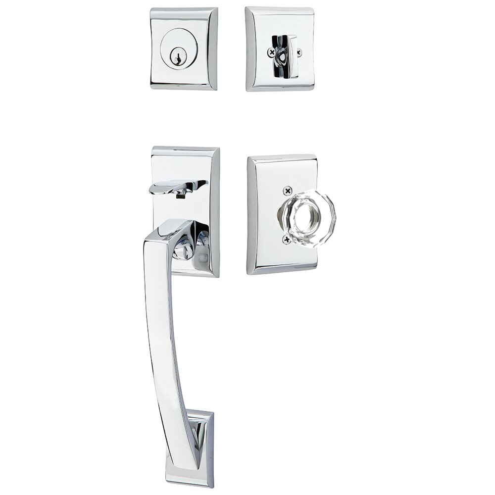 Emtek Ares Tubular Entryset Sectional with Lowell Glass Knob