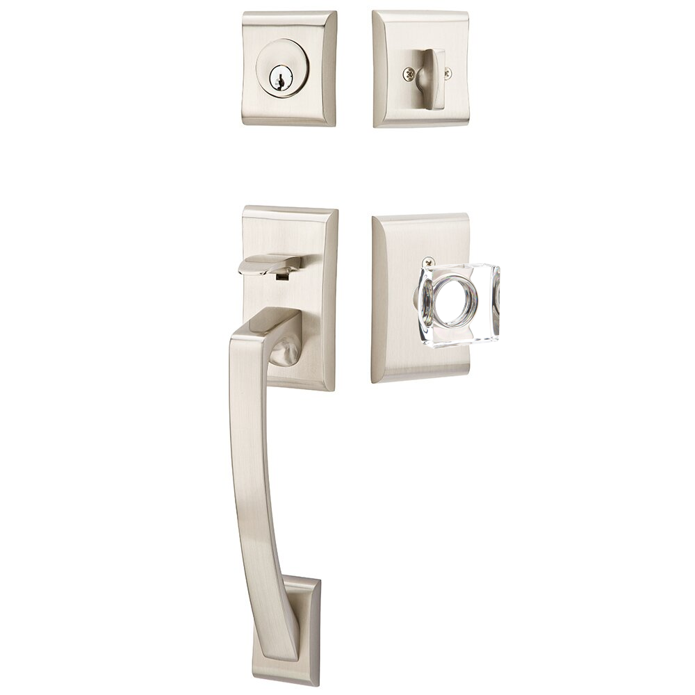 Emtek Ares Tubular Entryset Sectional with Modern Square Glass Knob