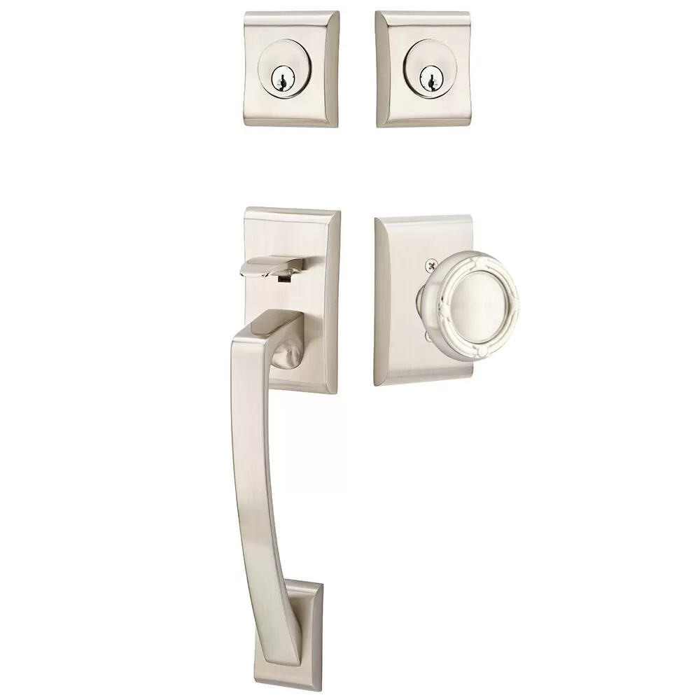 Emtek Ares Tubular Entryset Sectional with Ribbon & Reed Knob