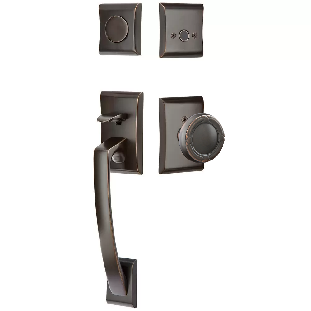 Emtek Ares Tubular Entryset Sectional with Ribbon & Reed Knob