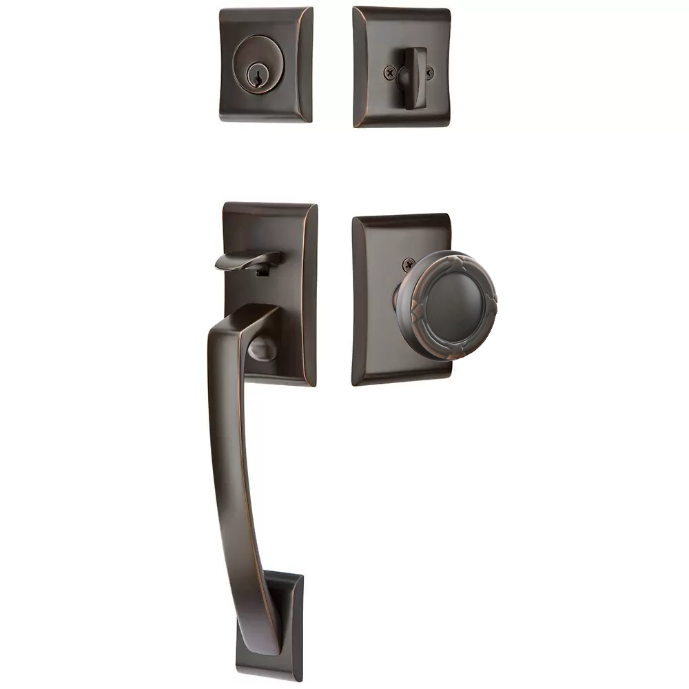 Emtek Ares Tubular Entryset Sectional with Ribbon & Reed Knob