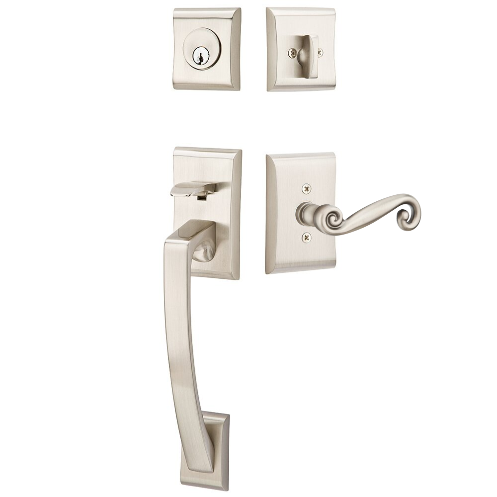 Emtek Ares Tubular Entryset Sectional with Rustic Lever