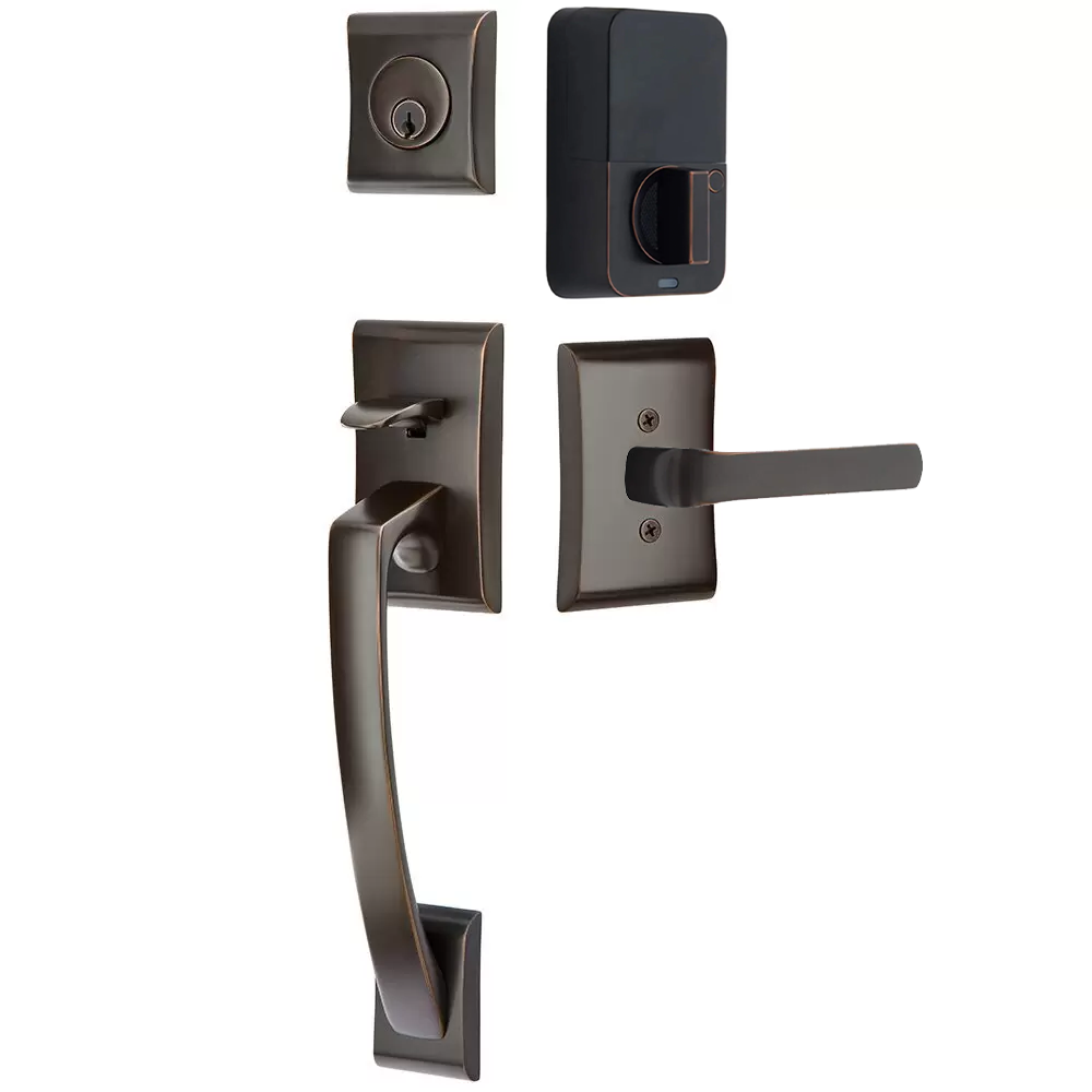 Emtek Ares Tubular Entryset Sectional with Spencer Lever