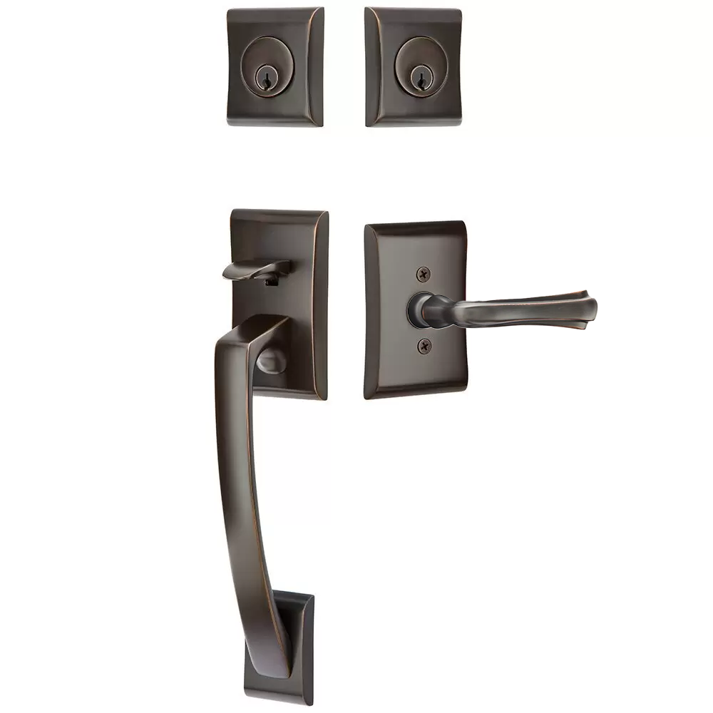 Emtek Ares Tubular Entryset Sectional with Wembley Lever