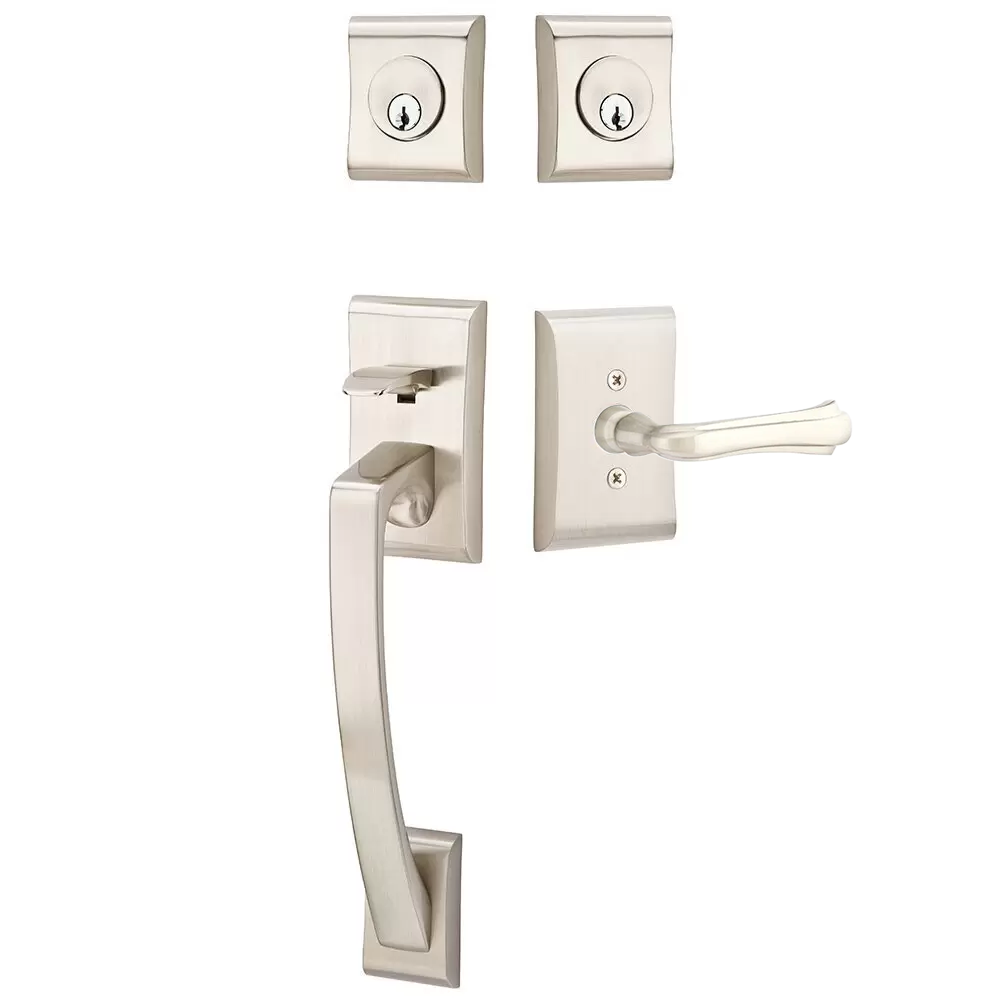 Emtek Ares Tubular Entryset Sectional with Wembley Lever