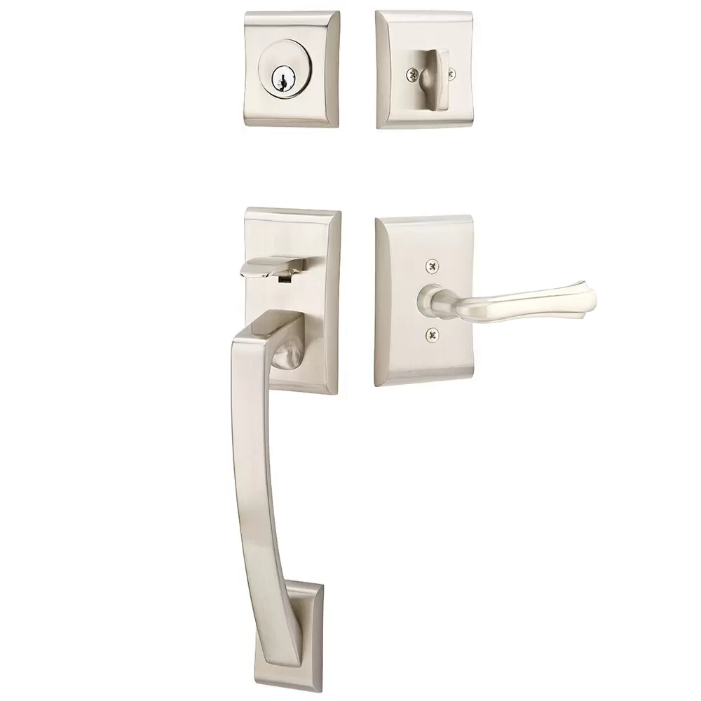 Emtek Ares Tubular Entryset Sectional with Wembley Lever