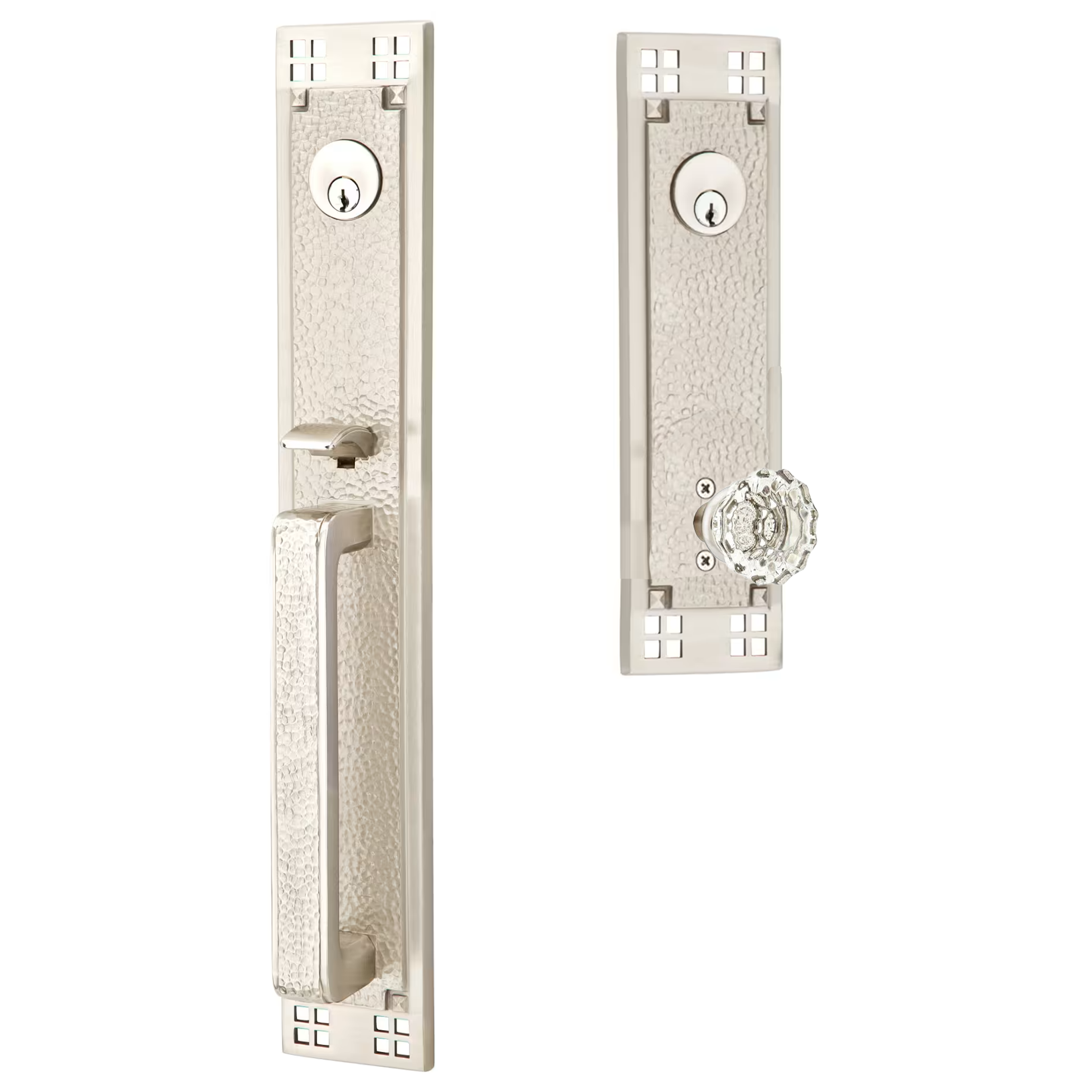 Emtek Arts & Crafts Tubular Entryset Full Length with Astoria Glass Knob