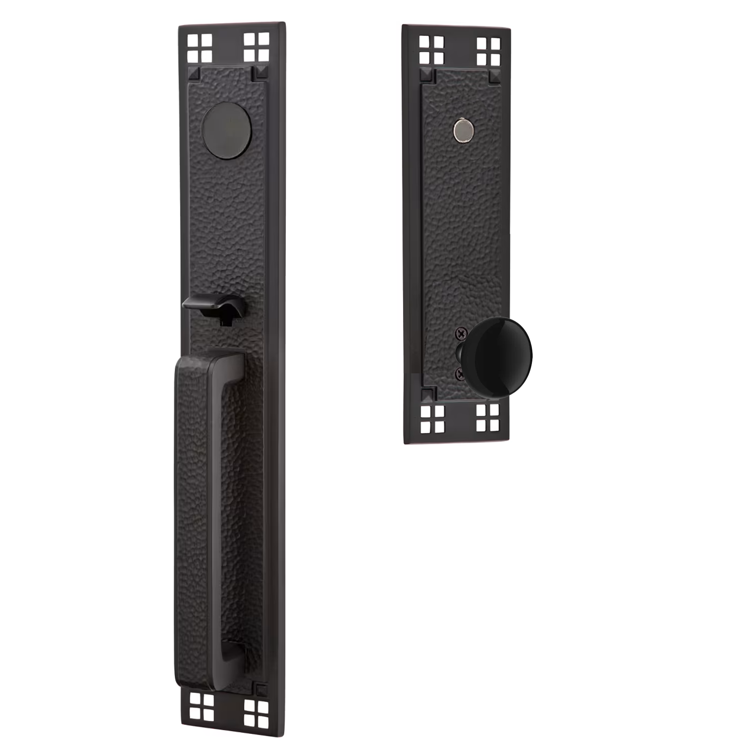 Emtek Arts & Crafts Tubular Entryset Full Length with Ebony Porcelain Knob