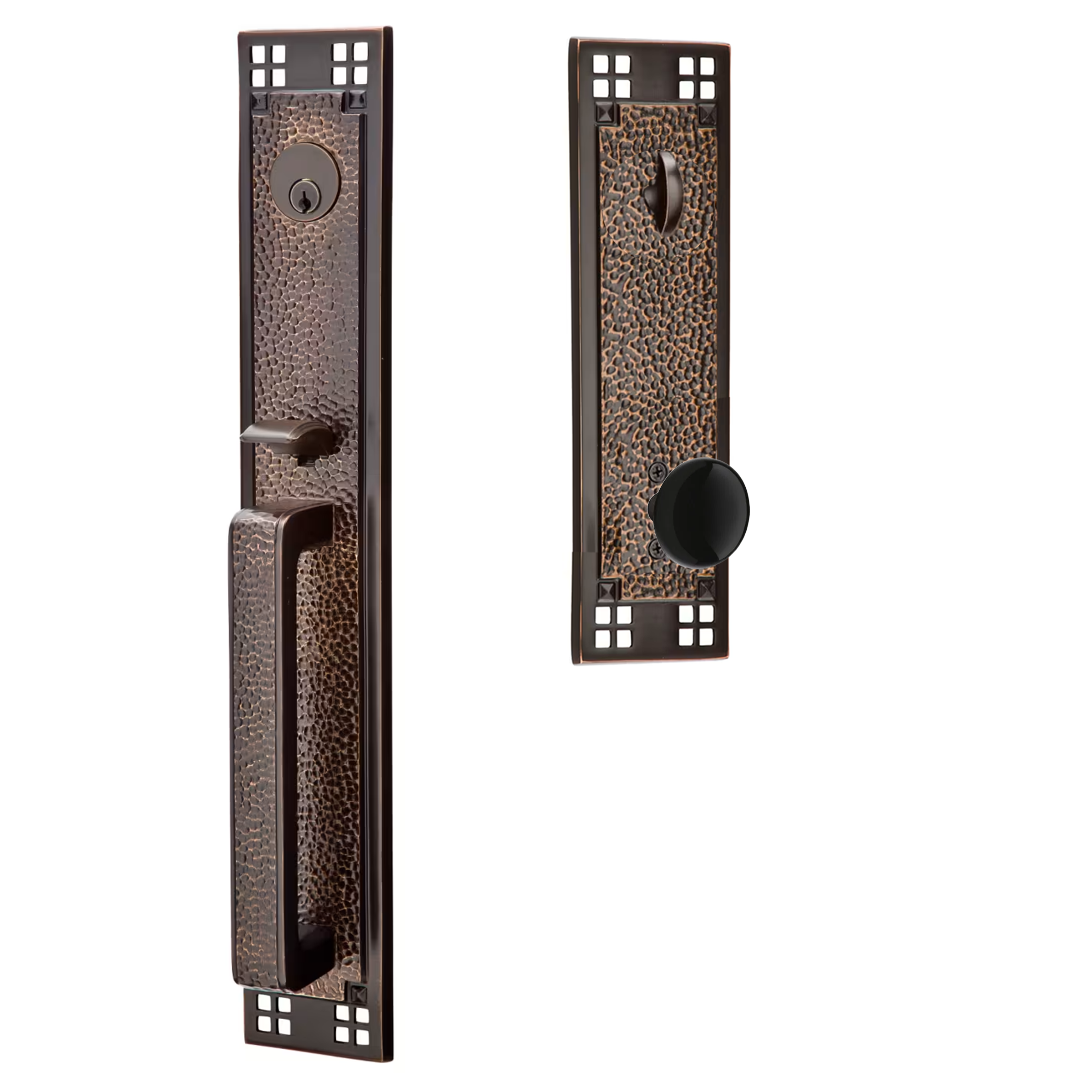 Emtek Arts & Crafts Tubular Entryset Full Length with Ebony Porcelain Knob