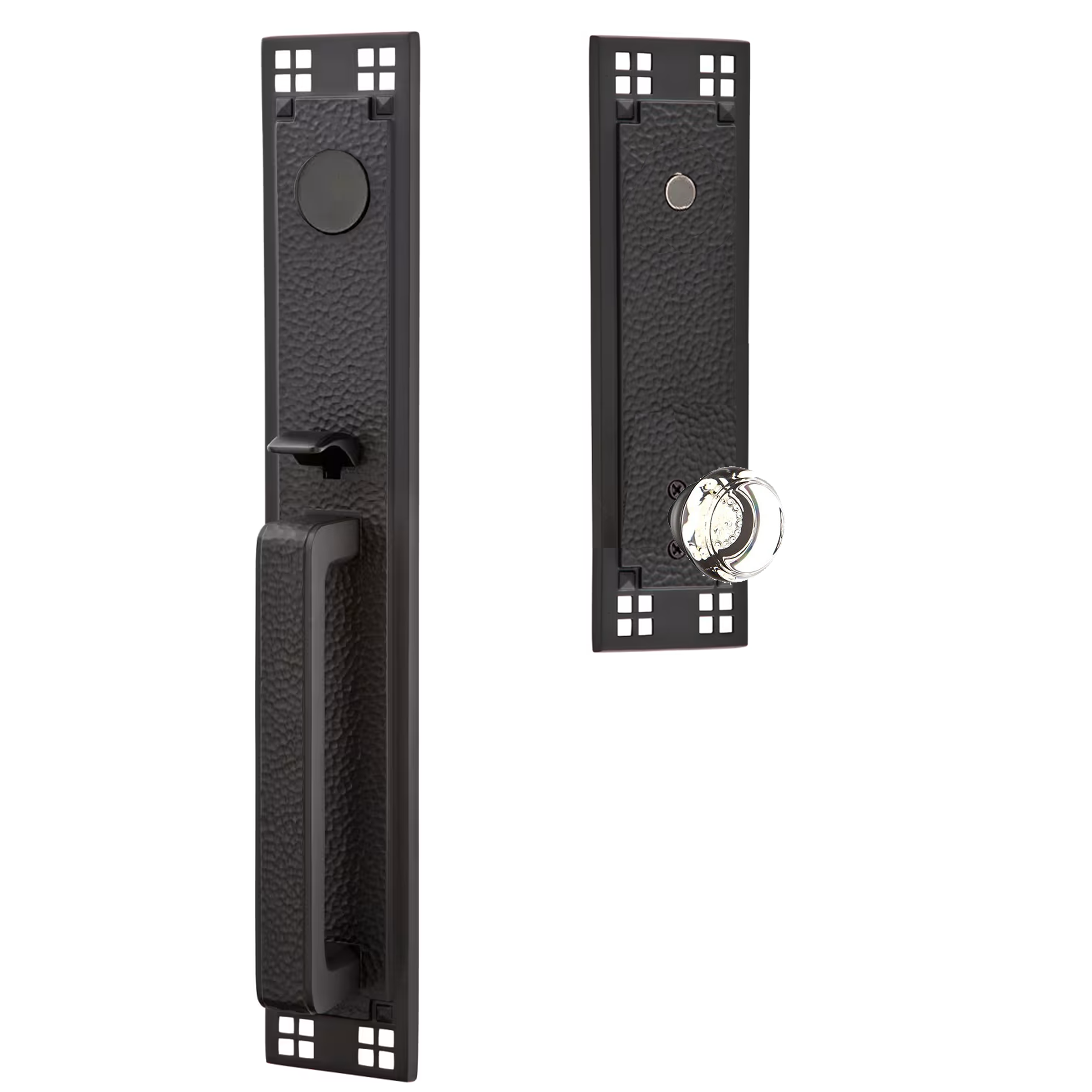 Emtek Arts & Crafts Tubular Entryset Full Length with Georgetown Glass Knob