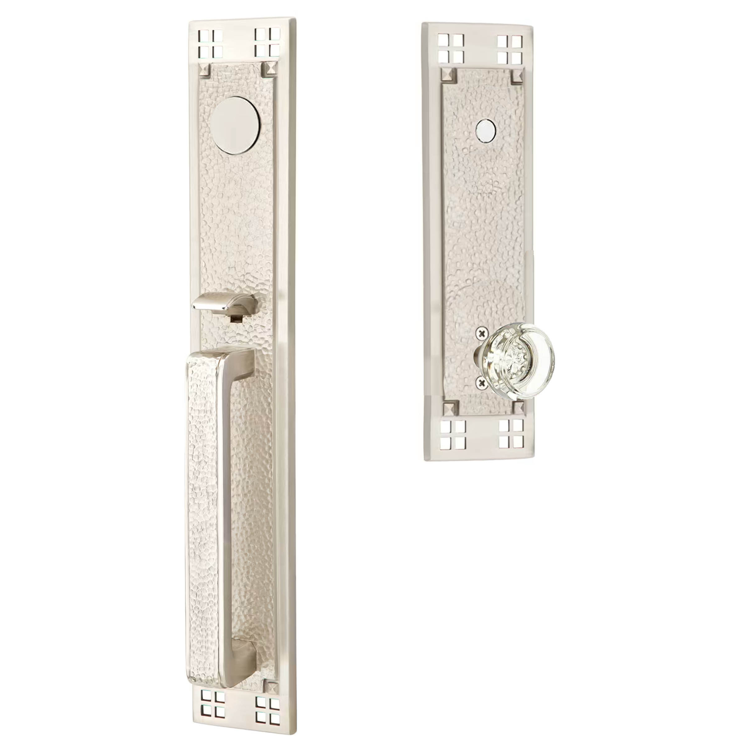 Emtek Arts & Crafts Tubular Entryset Full Length with Georgetown Glass Knob