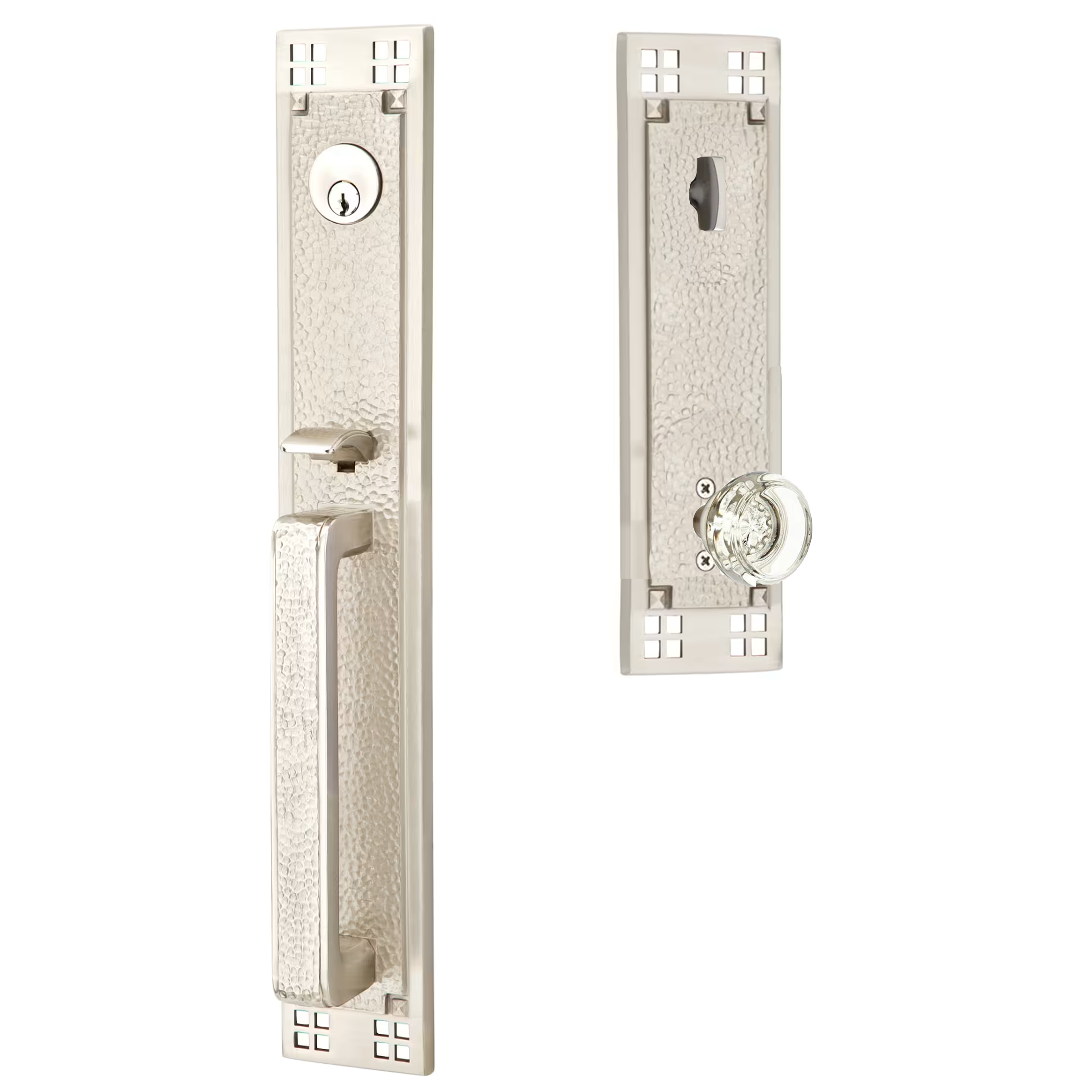 Emtek Arts & Crafts Tubular Entryset Full Length with Georgetown Glass Knob