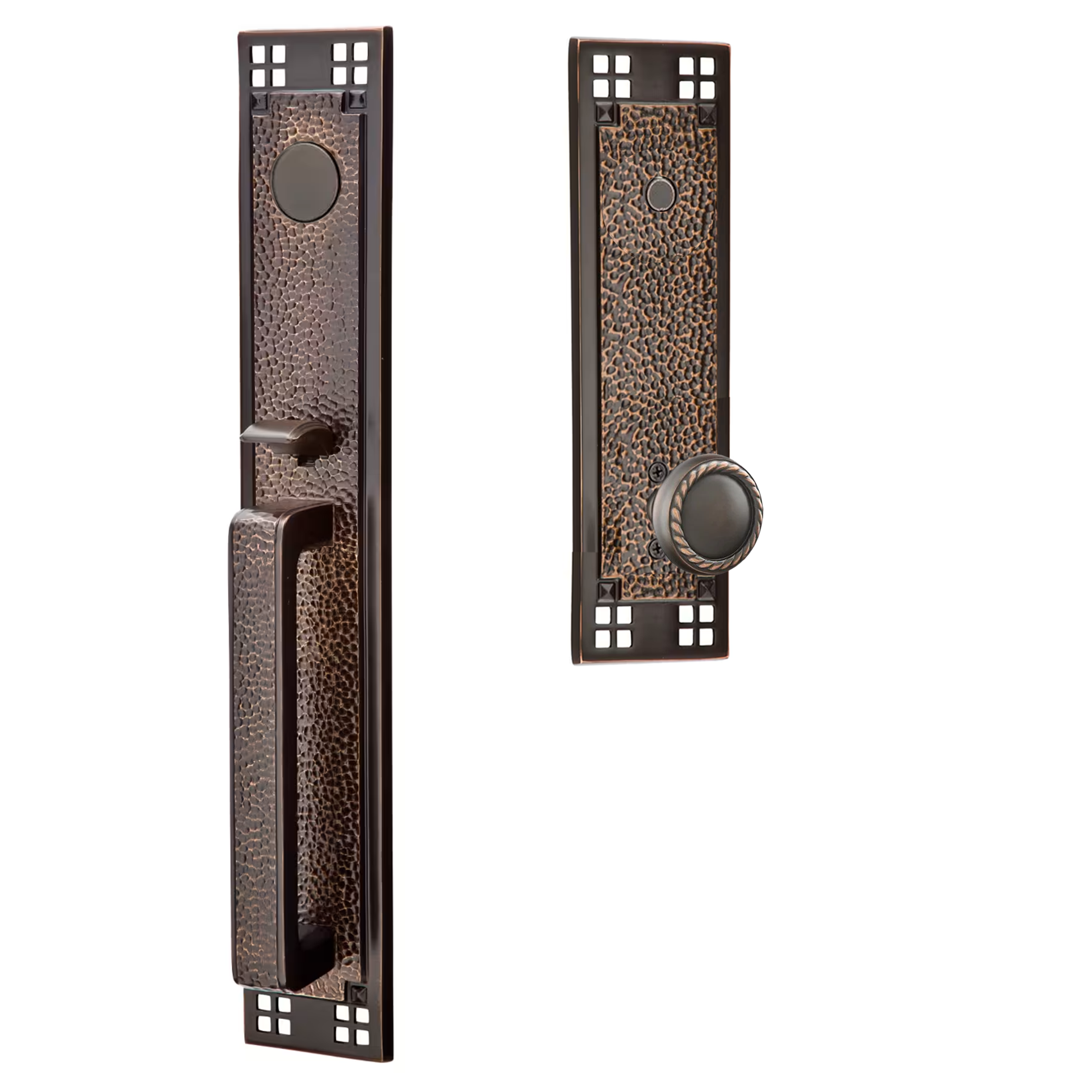 Emtek Arts & Crafts Tubular Entryset Full Length with Rope Knob