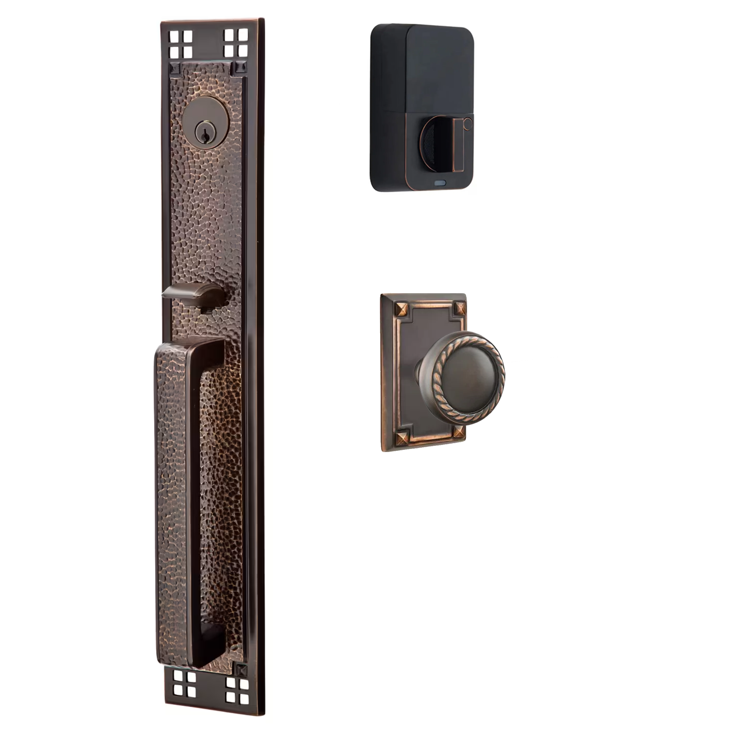 Emtek Arts & Crafts Tubular Entryset Full Length with Rope Knob