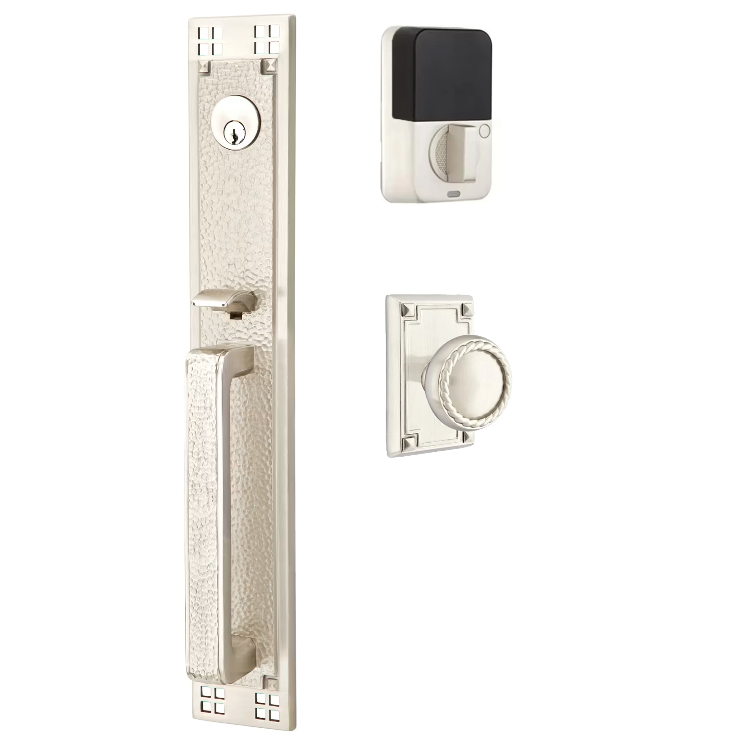 Emtek Arts & Crafts Tubular Entryset Full Length with Rope Knob