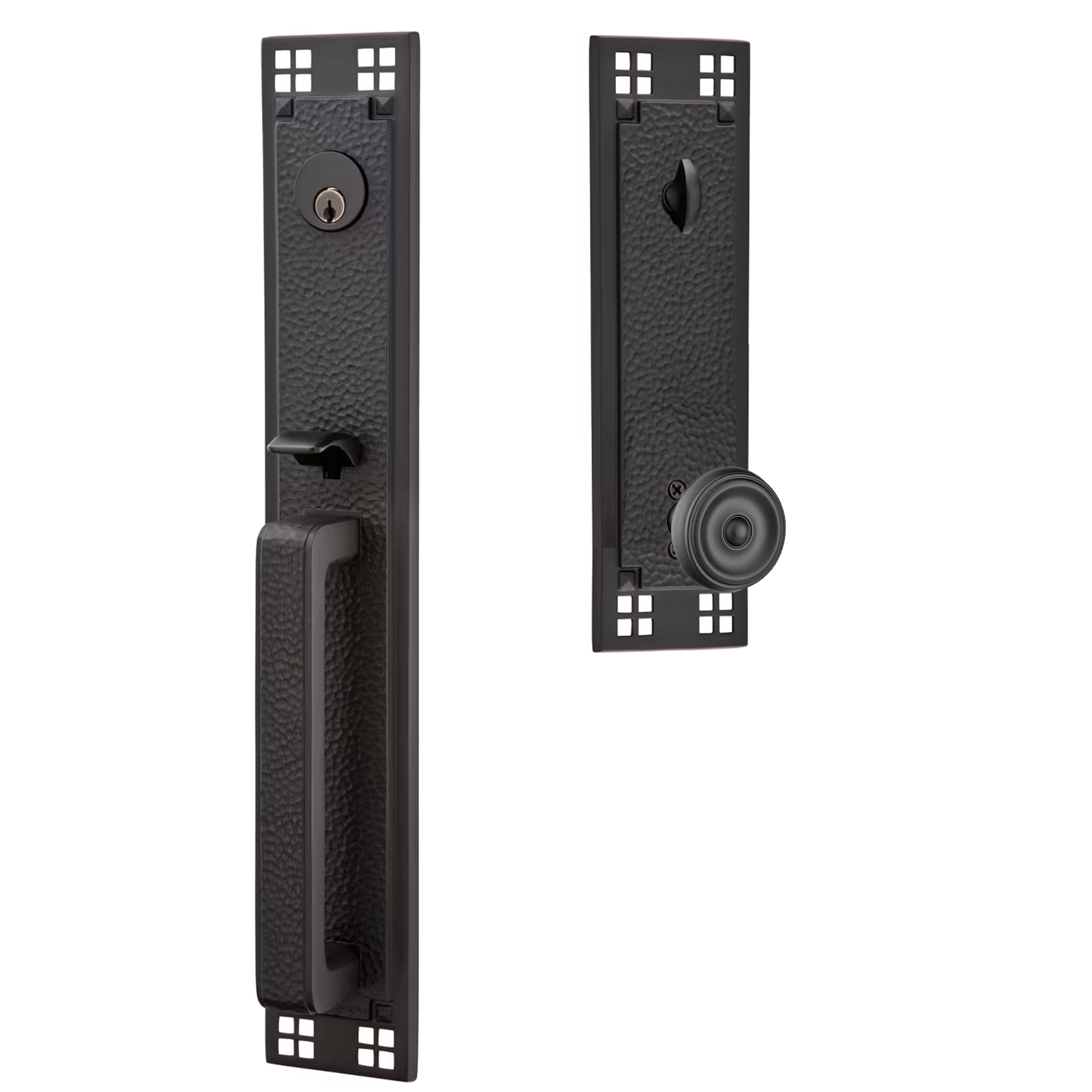 Emtek Arts & Crafts Tubular Entryset Full Length with Waverly Knob