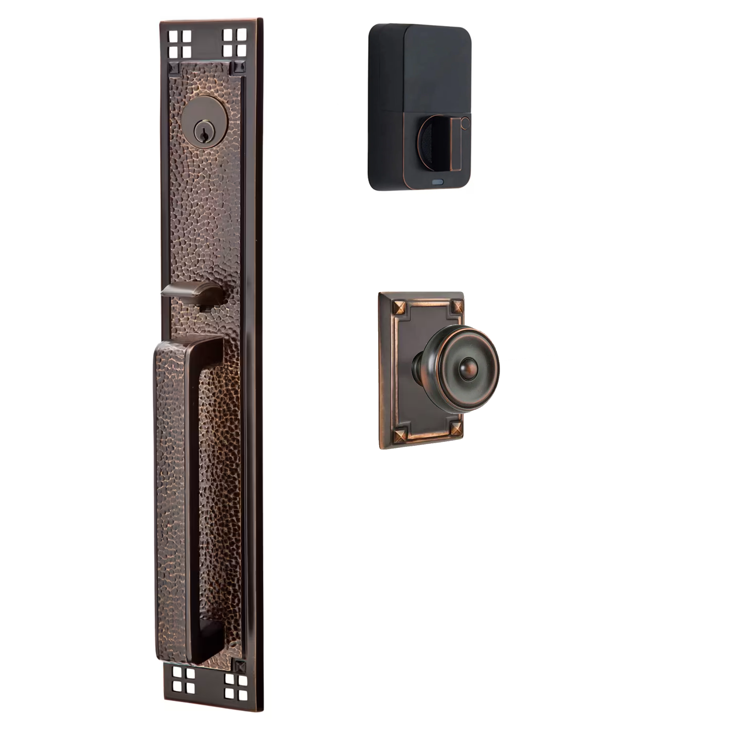 Emtek Arts & Crafts Tubular Entryset Full Length with Waverly Knob