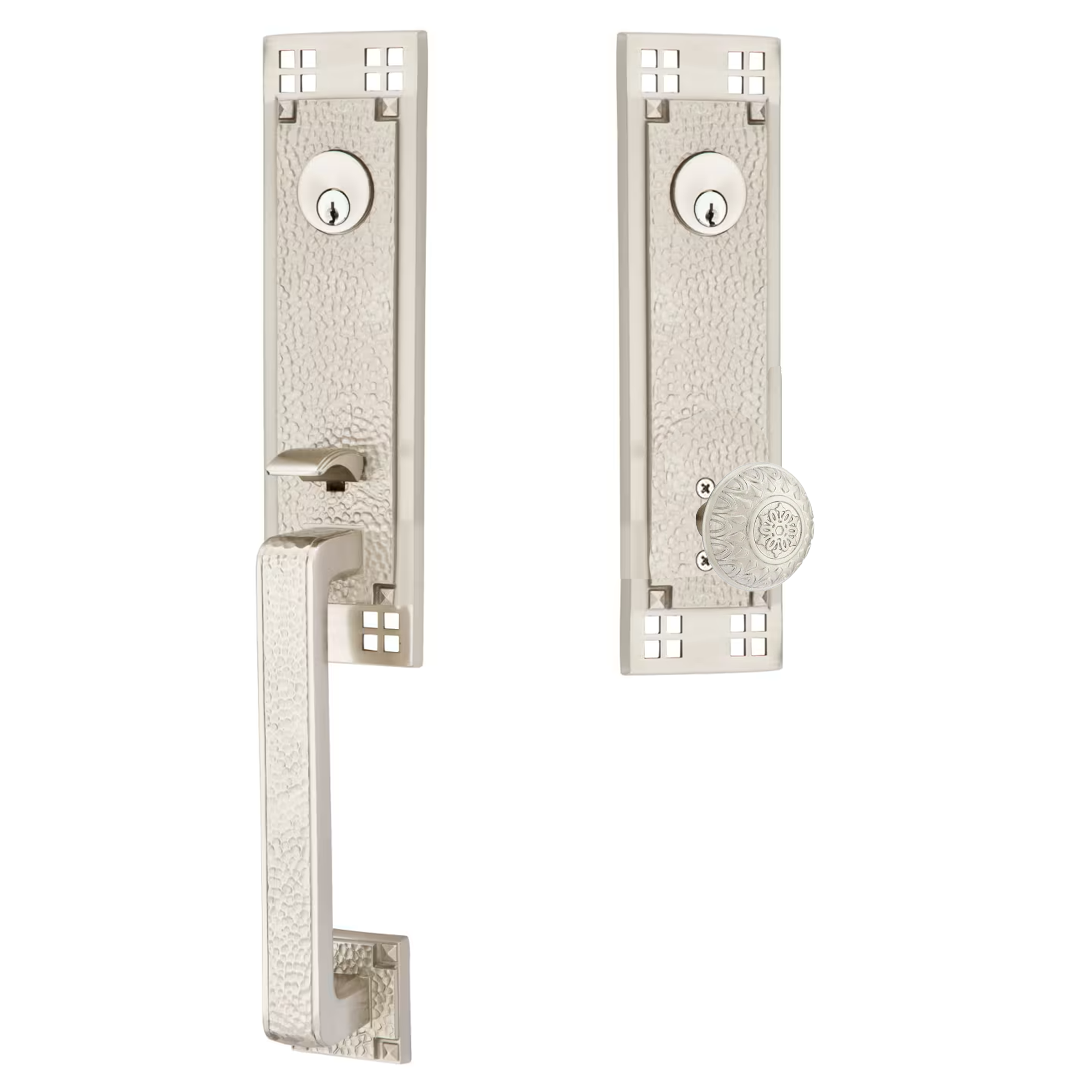 Emtek Arts & Crafts Tubular Entryset Full Length with Lancaster Knob