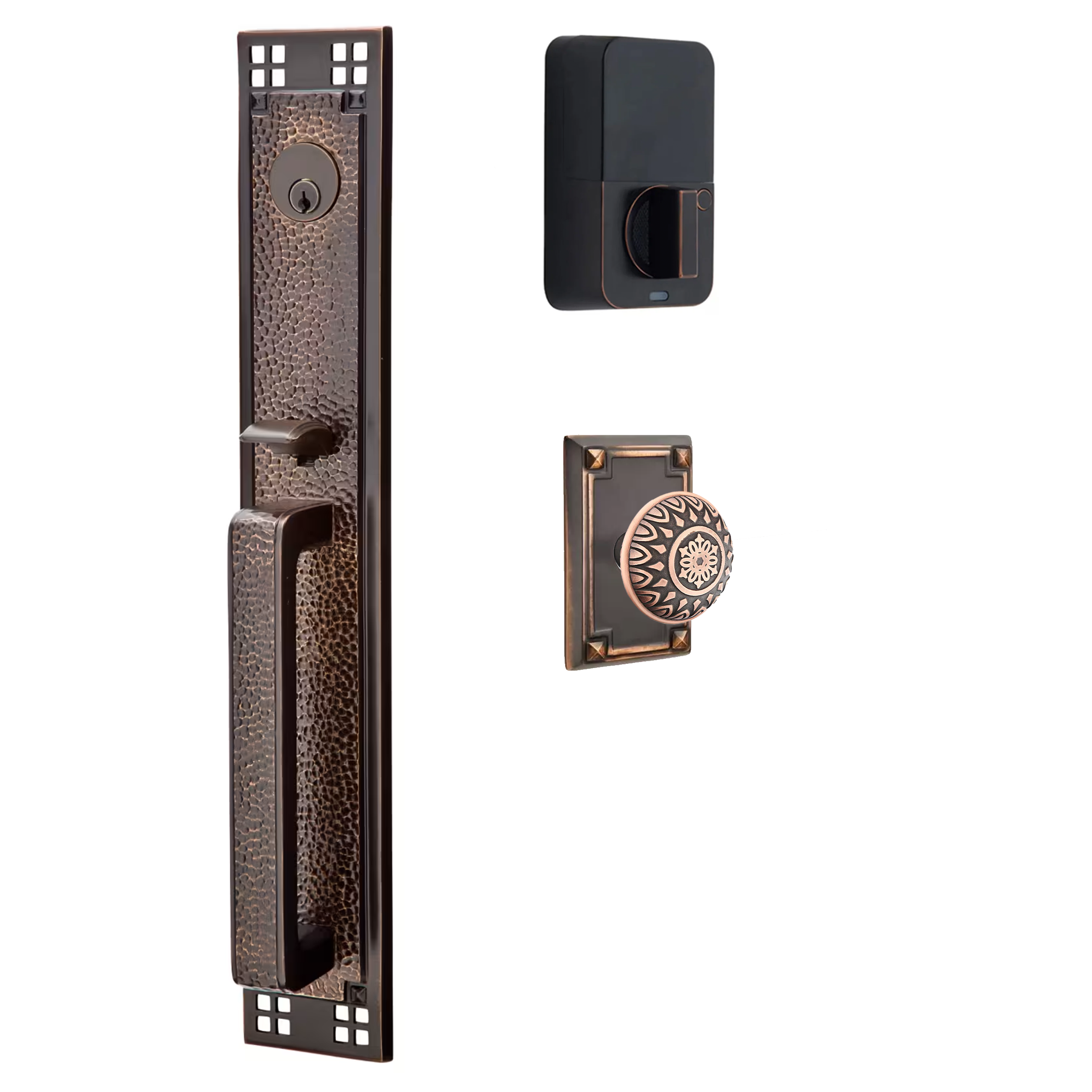 Emtek Arts & Crafts Tubular Entryset Full Length with Lancaster Knob