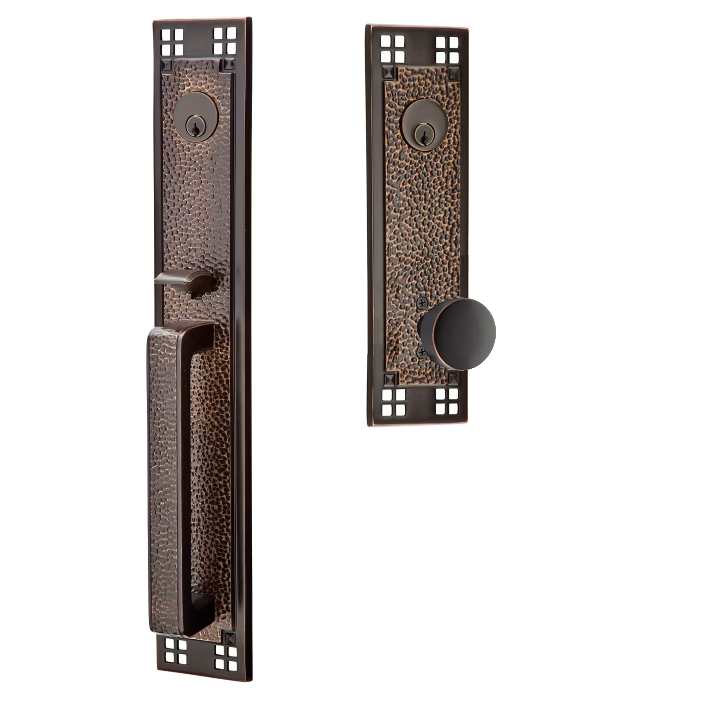 Emtek Arts & Crafts Tubular Entryset Full Length with Laurent Knob