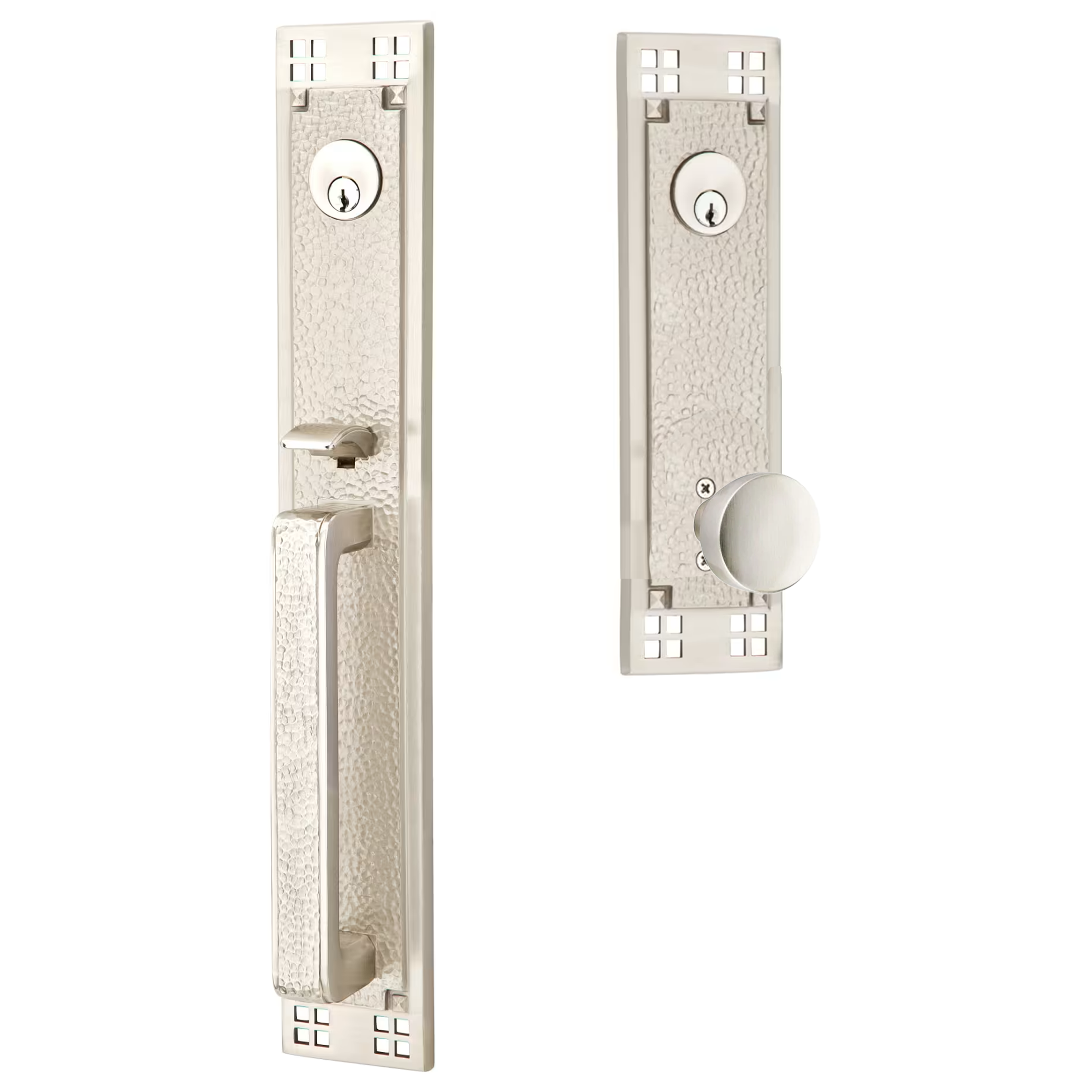 Emtek Arts & Crafts Tubular Entryset Full Length with Laurent Knob