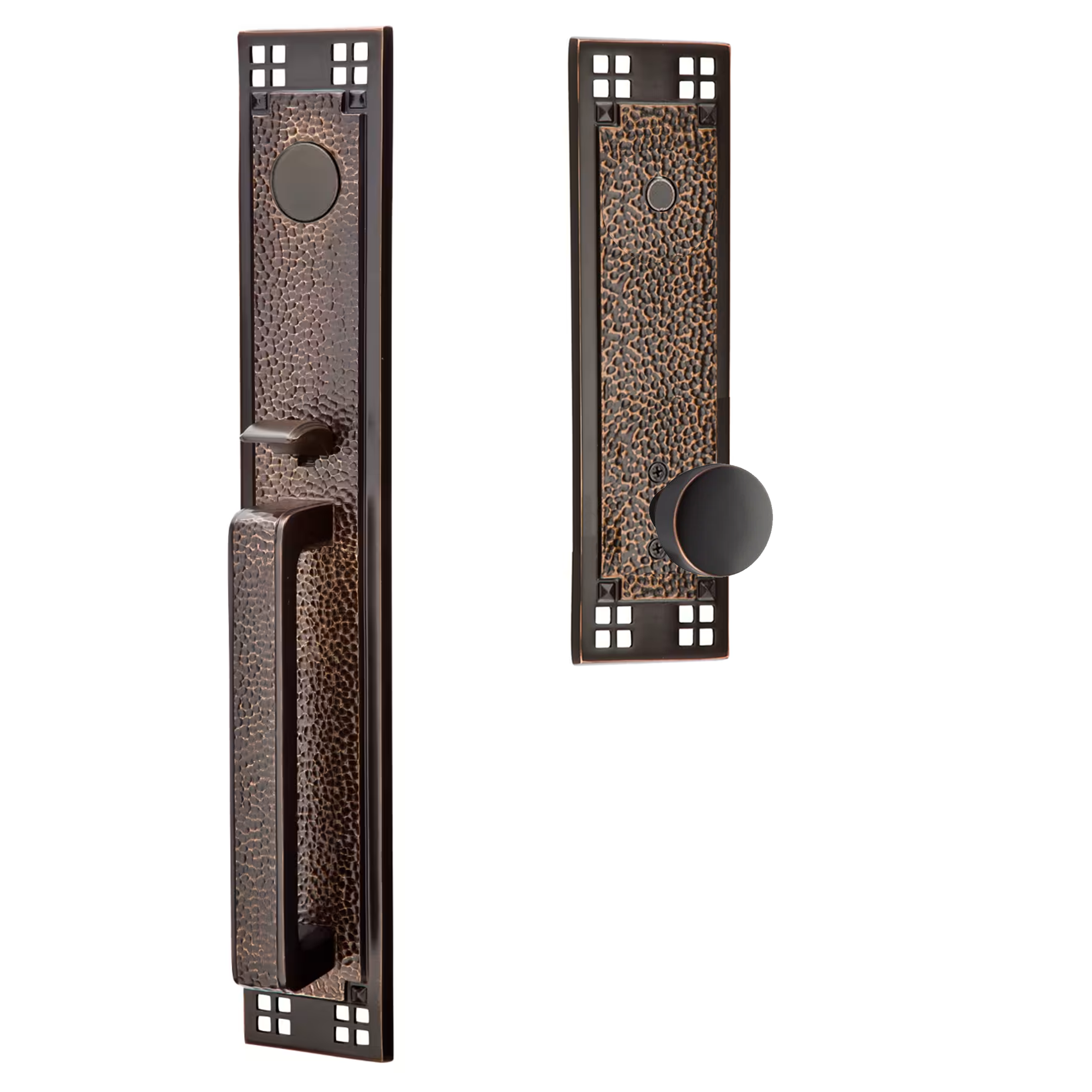 Emtek Arts & Crafts Tubular Entryset Full Length with Laurent Knob