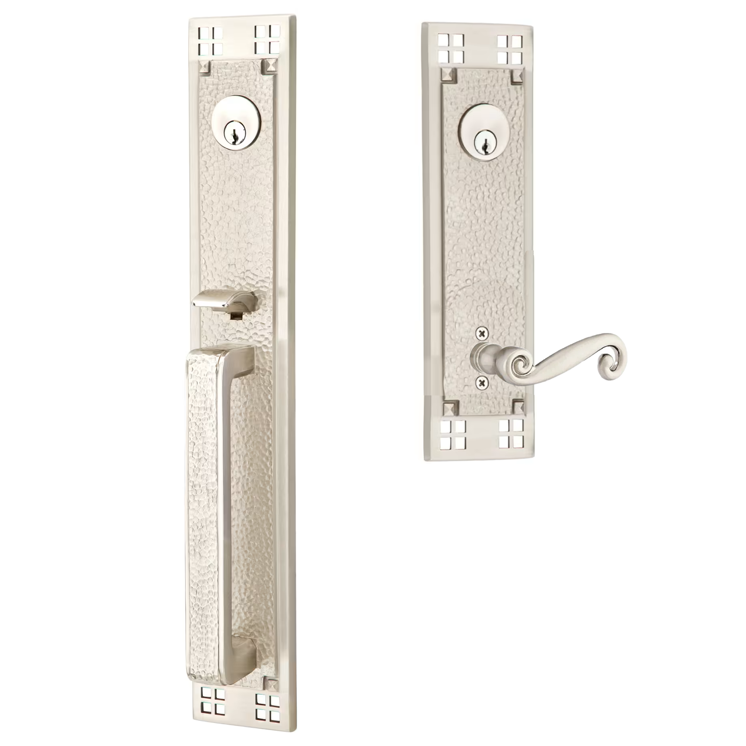 Emtek Arts & Crafts Tubular Entryset Full Length with Rustic Lever