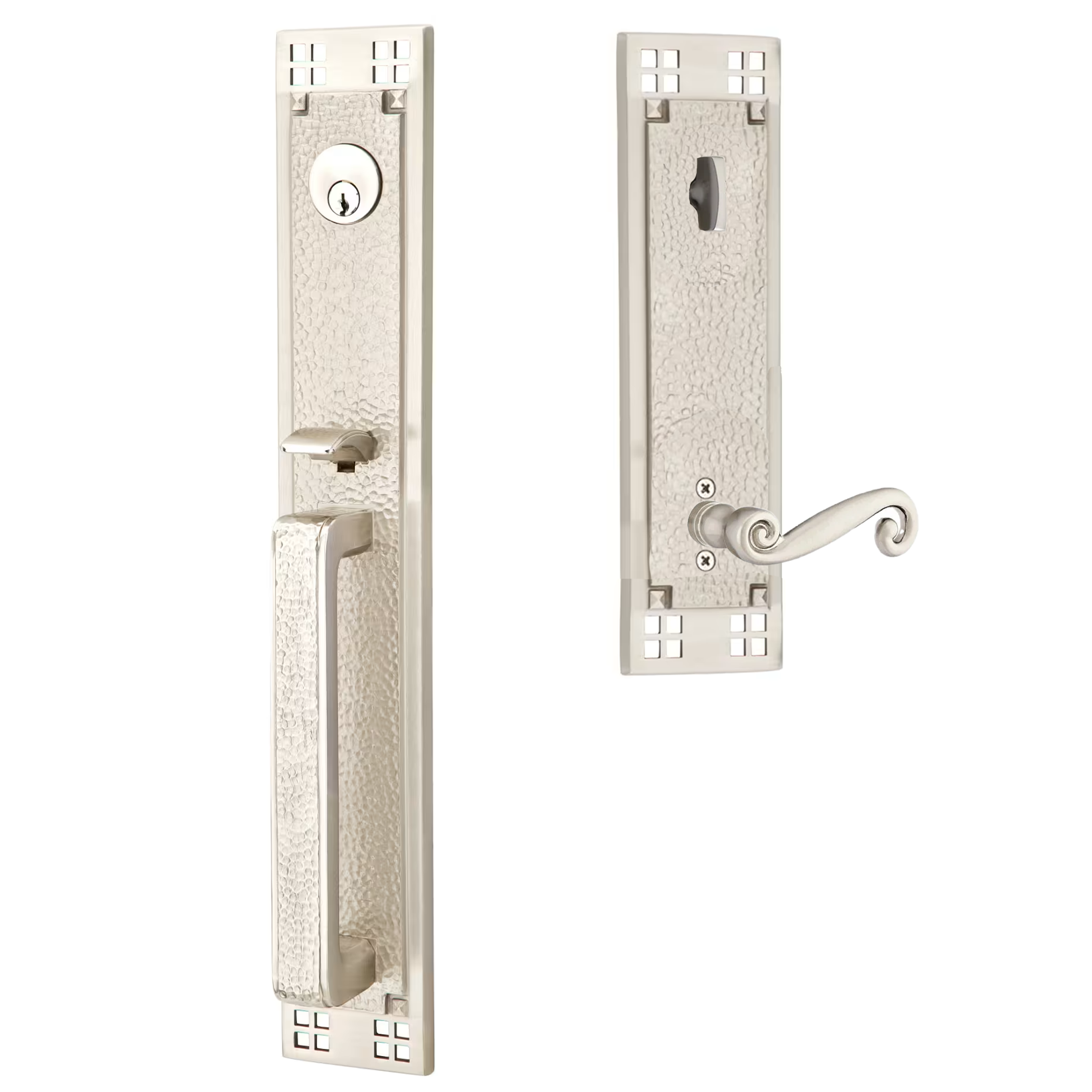 Emtek Arts & Crafts Tubular Entryset Full Length with Rustic Lever