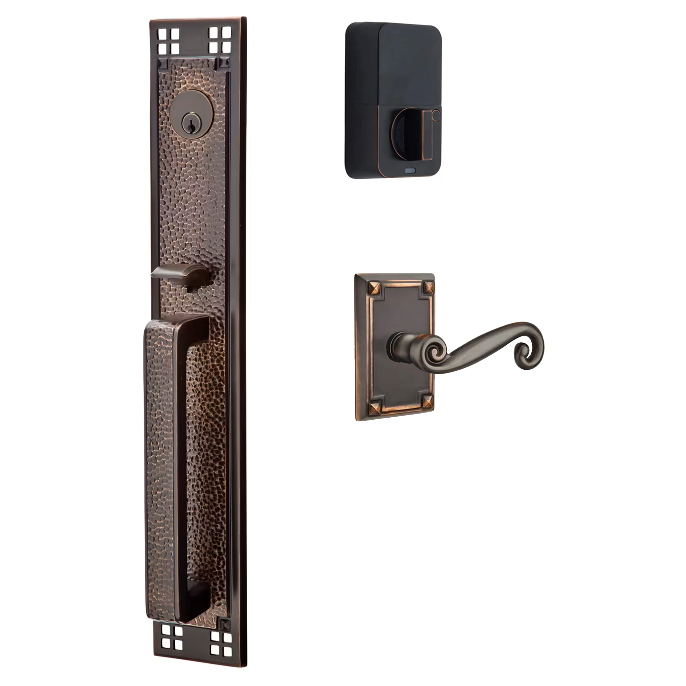 Emtek Arts & Crafts Tubular Entryset Full Length with Rustic Lever