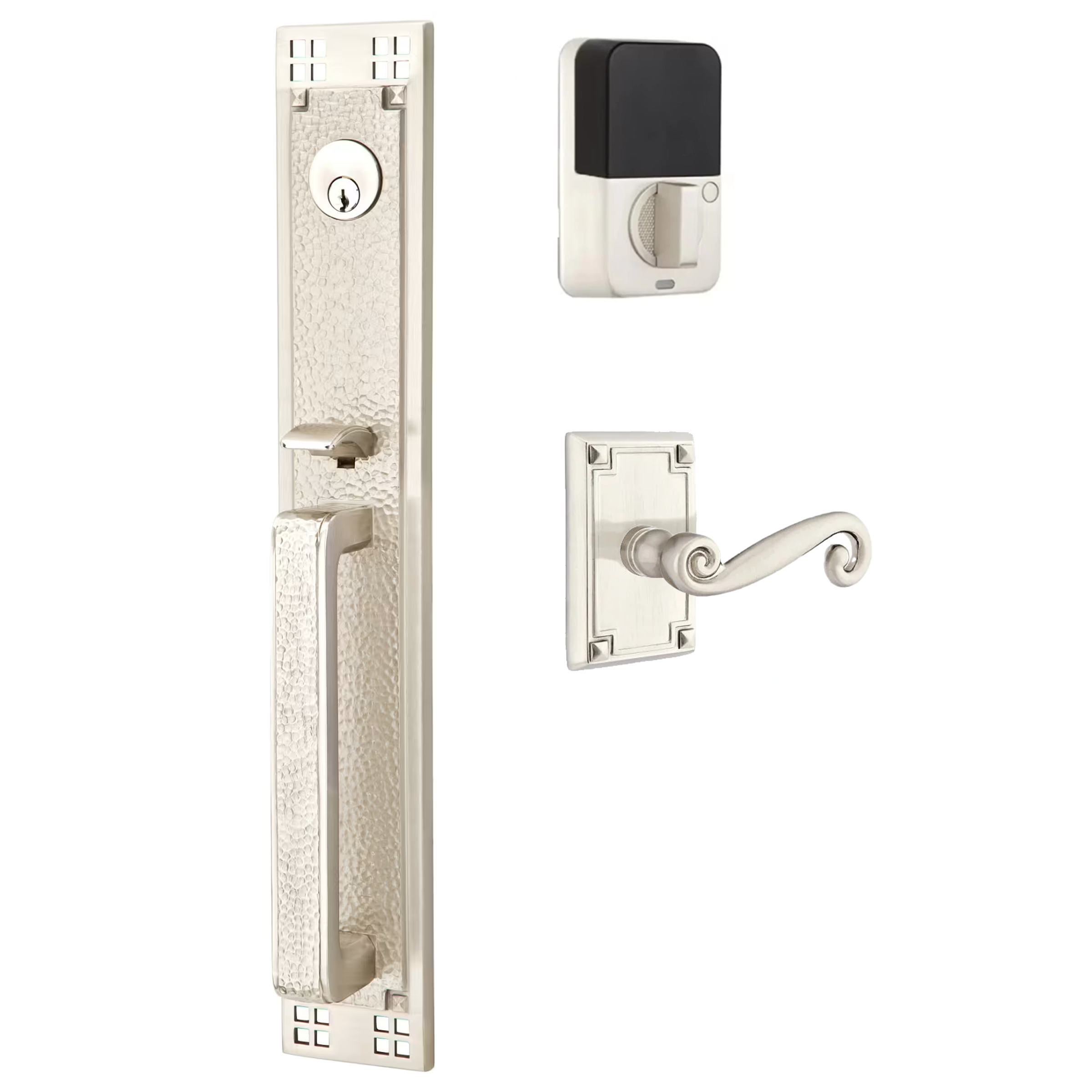 Emtek Arts & Crafts Tubular Entryset Full Length with Rustic Lever