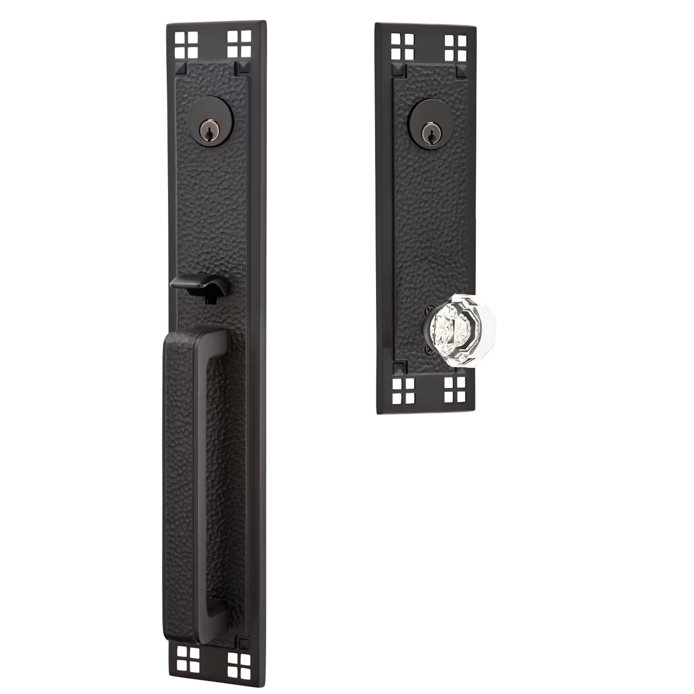 Emtek Arts & Crafts Tubular Entryset Full Length with Old Town Knob