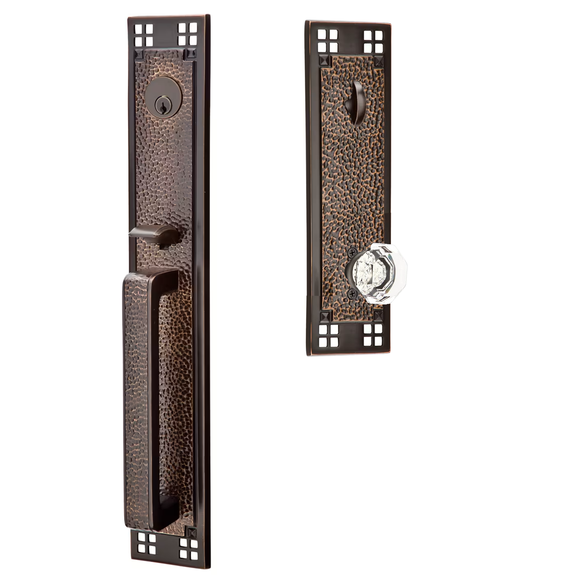 Emtek Arts & Crafts Tubular Entryset Full Length with Old Town Knob